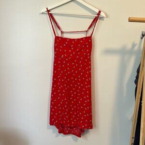 Free People Wild Child Red Printed Mini Dress